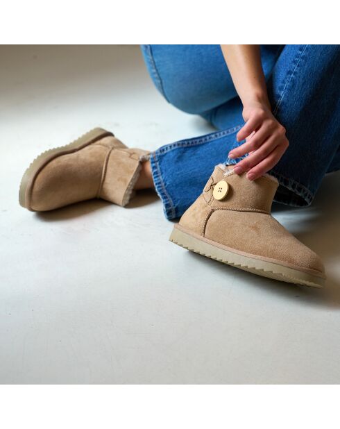 Boots fourrées en Cuir Nubuck Iris beiges