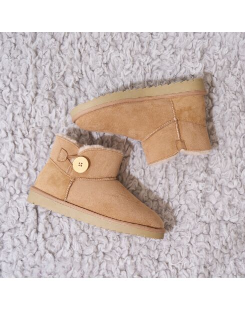 Boots fourrées en Cuir Nubuck Iris beiges