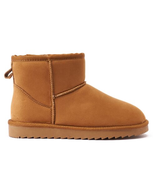 Boots fourrées en Cuir Nubuck Marina cognac
