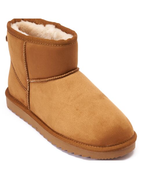 Boots fourrées en Cuir Nubuck Marina cognac
