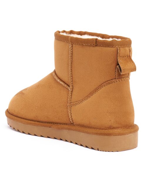 Boots fourrées en Cuir Nubuck Marina cognac