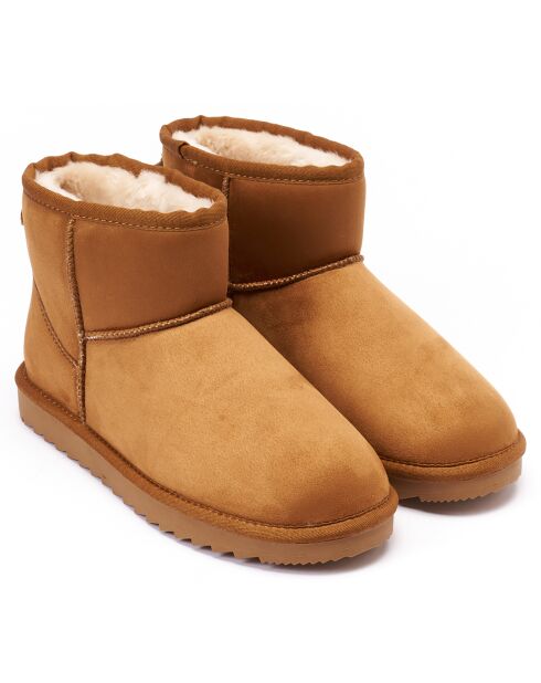 Boots fourrées en Cuir Nubuck Marina cognac