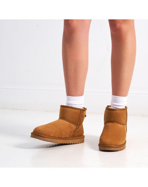 Boots fourrées en Cuir Nubuck Marina cognac