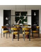 2 chaises Lina velours tramé moutarde - 56x55x77 cm