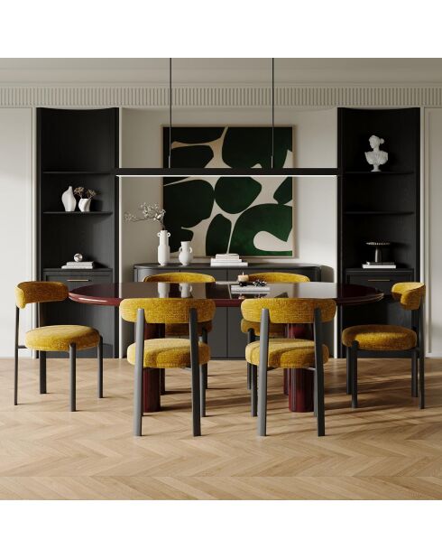 2 chaises Lina velours tramé moutarde - 56x55x77 cm
