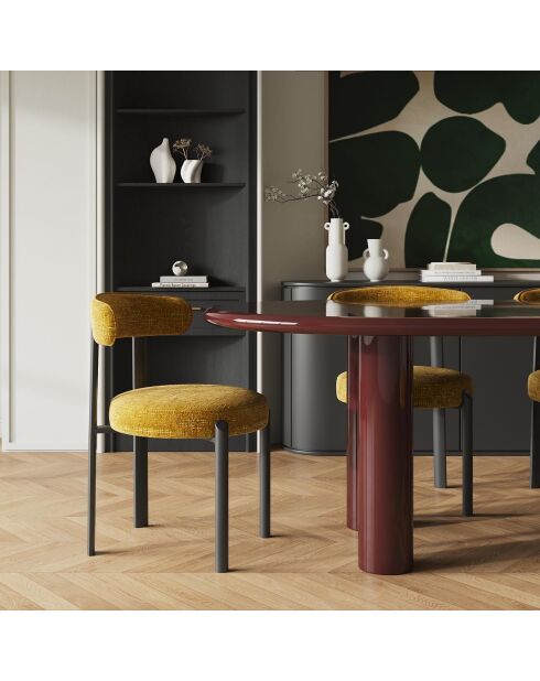 2 chaises Lina velours tramé moutarde - 56x55x77 cm