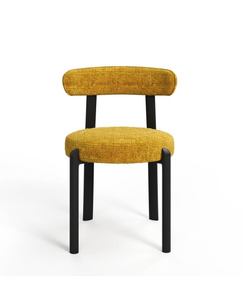 2 chaises Lina velours tramé moutarde - 56x55x77 cm