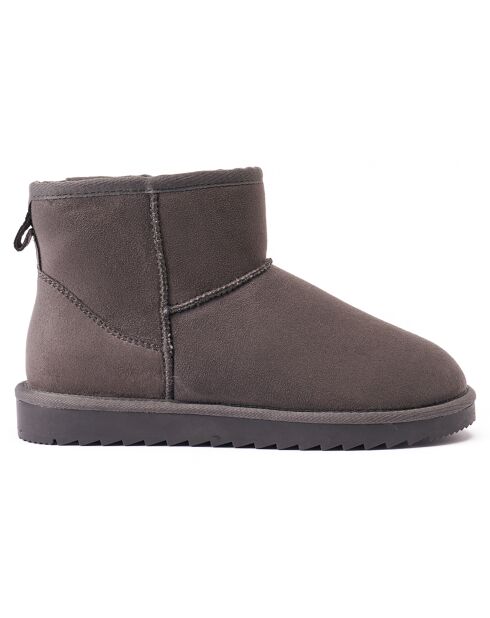Boots fourrées en Cuir Nubuck Marina grises
