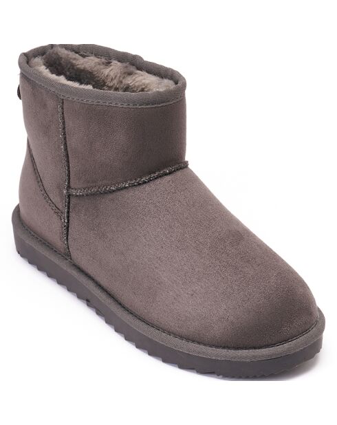 Boots fourrées en Cuir Nubuck Marina grises