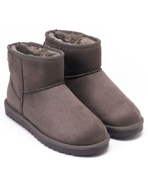 Boots fourrées en Cuir Nubuck Marina grises