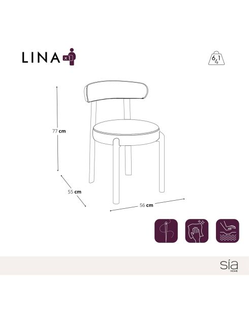 2 chaises Lina velours tramé crèmes - 56x55x77 cm