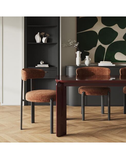 2 chaises Lina velours tramé terracotta - 56x55x77 cm