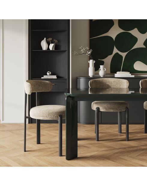 2 chaises Lina velours tramé taupe - 56x55x77 cm