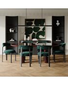 2 chaises Lina velours tramé vert émeraude - 56x55x77 cm