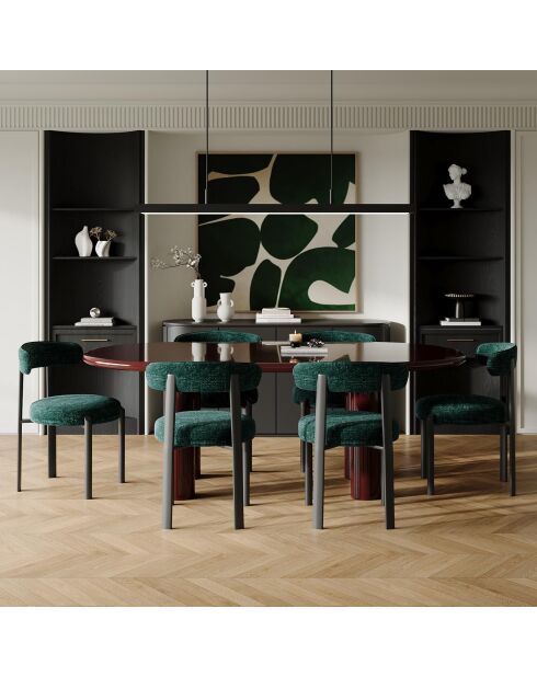 2 chaises Lina velours tramé vert émeraude - 56x55x77 cm