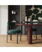 2 chaises Lina velours tramé vert émeraude - 56x55x77 cm