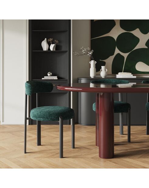 2 chaises Lina velours tramé vert émeraude - 56x55x77 cm