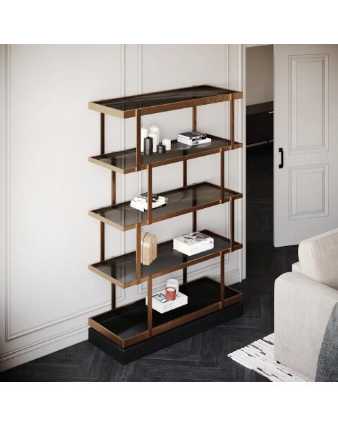 Etagère 5 niveaux Ivy verre fumé/bronze - 110x35x170.6 cm