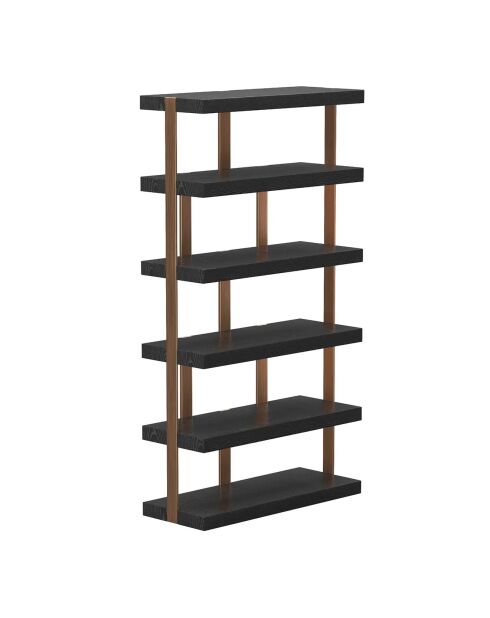 Etagère 6 niveaux Atlas bois noir/bronze - 110x35x170.6 cm