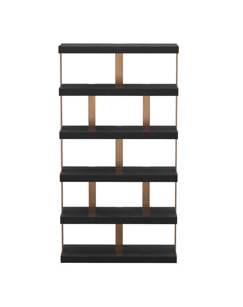 Etagère 6 niveaux Atlas bois noir/bronze - 110x35x170.6 cm