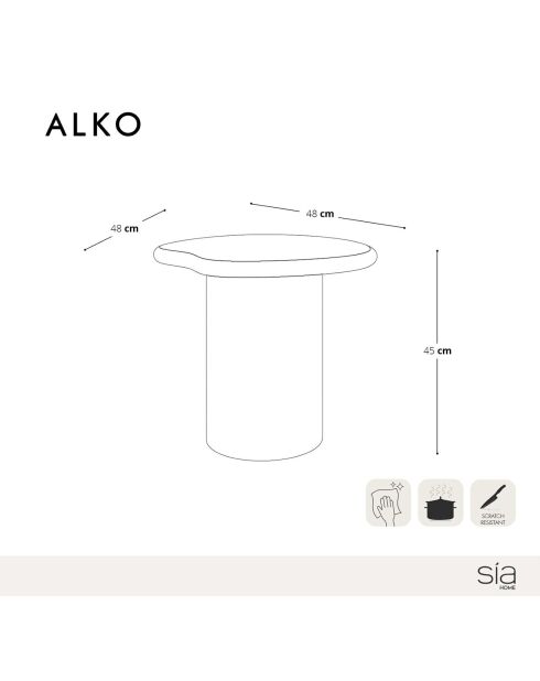 Table basse microciment Alko crème - 48x48x45 cm