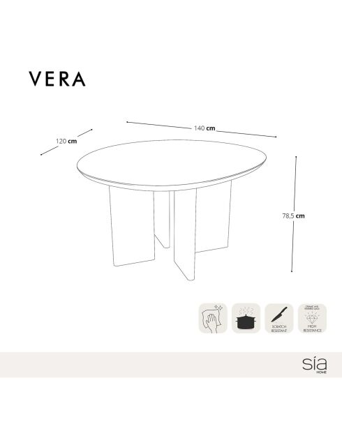 Table à manger Vera chêne clair - 140x120x78.5 cm