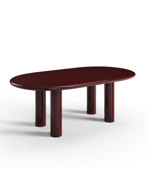 Table à manger laquée XL Tobi bordeaux - 200x110x76 cm