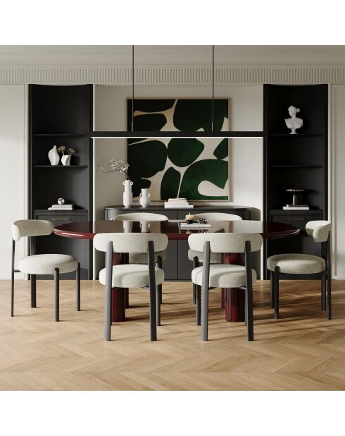 Table à manger laquée XL Tobi bordeaux - 200x110x76 cm