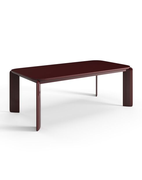 Table à manger laquée Lula bordeaux - 200x100x76 cm