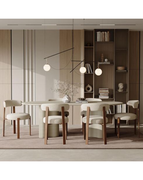 Tavolo da pranzo XL in microcemento Eolia crema - 200x100x76,5 cm