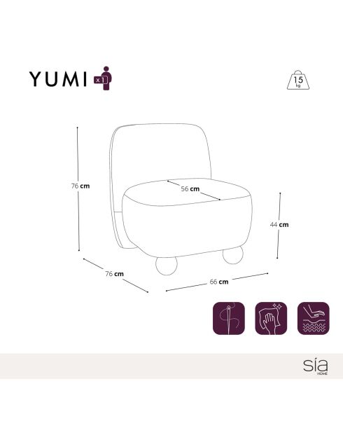 Fauteuil Yumi tissu bouclette beige - 66x76x76 cm