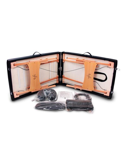 Opvouwbare massagetafel met 2 zones TDM102 zwart - 215×80,5×62-84,5 cm