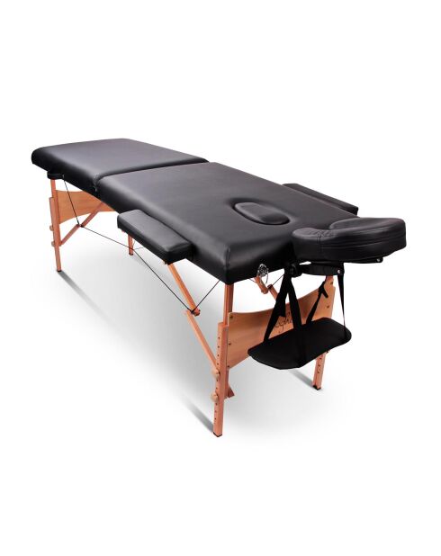 Opvouwbare massagetafel met 2 zones TDM102 zwart - 215×80,5×62-84,5 cm