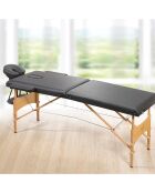 Opvouwbare massagetafel met 2 zones TDM102 zwart - 215×80,5×62-84,5 cm