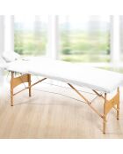 TDM102 witte opvouwbare massagetafel met 2 zones - 215×80,5 × (62-84,5) cm