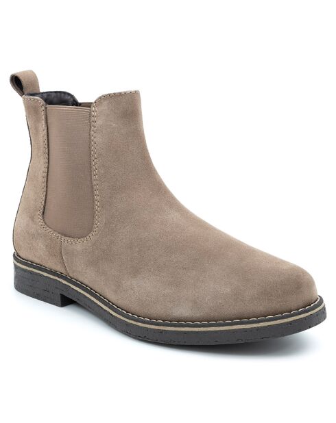 Chelsea Boots en Cuir de Velours Sabiel beiges