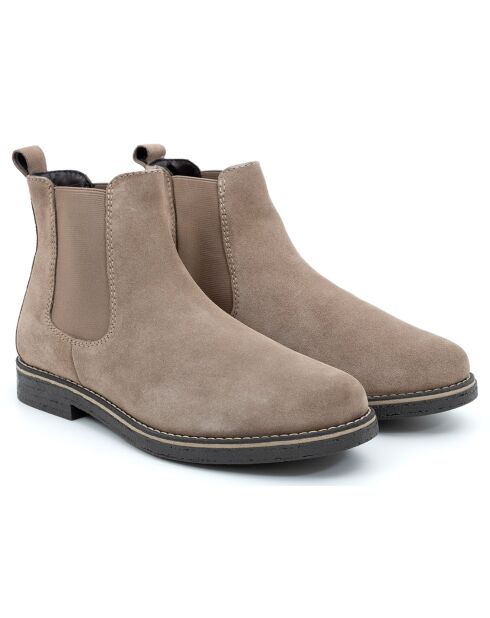 Chelsea Boots en Cuir de Velours Sabiel beiges