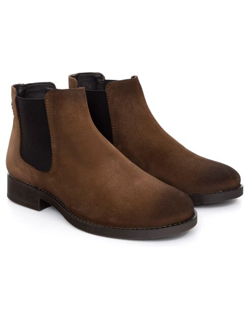 Boots en Cuir de Velours Salner beiges