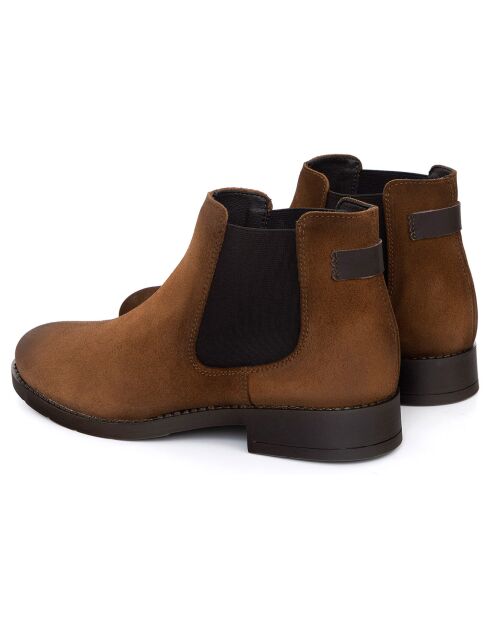 Boots en Cuir de Velours Salner beiges
