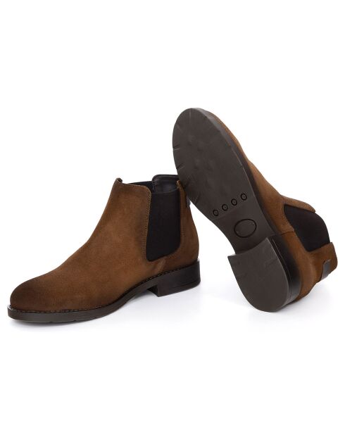 Boots en Cuir de Velours Salner beiges