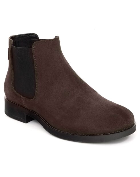 Boots en Cuir de Velours Salner beiges