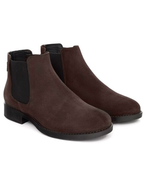 Boots en Cuir de Velours Salner beiges