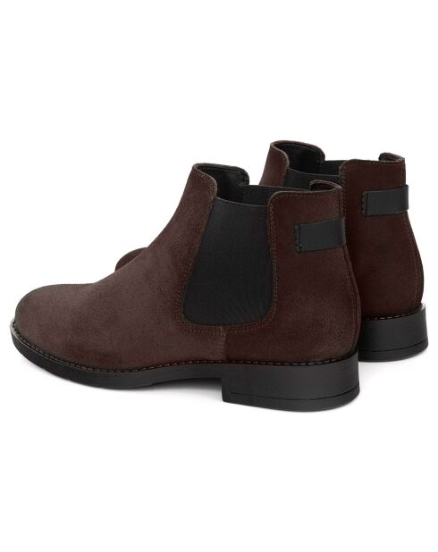 Boots en Cuir de Velours Salner beiges