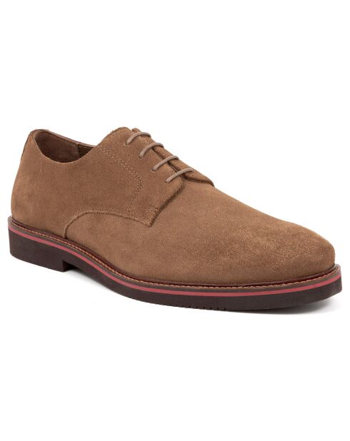 Derbies en Cuir de Velours Santoni camel