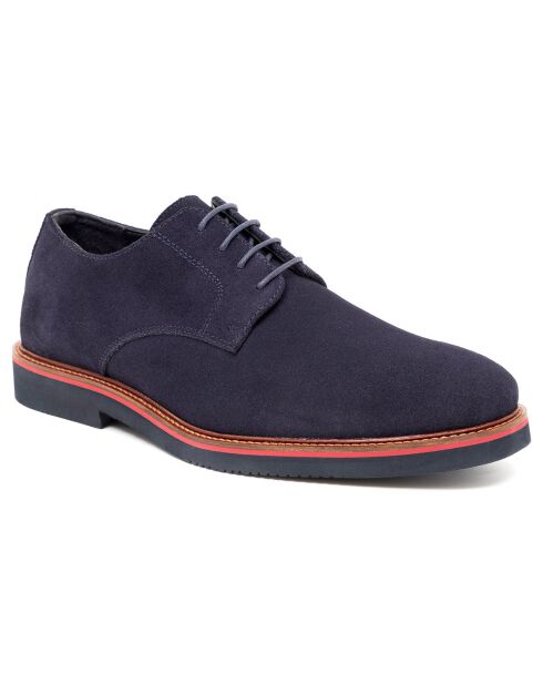 Derbies en Cuir de Velours Santoni bleues