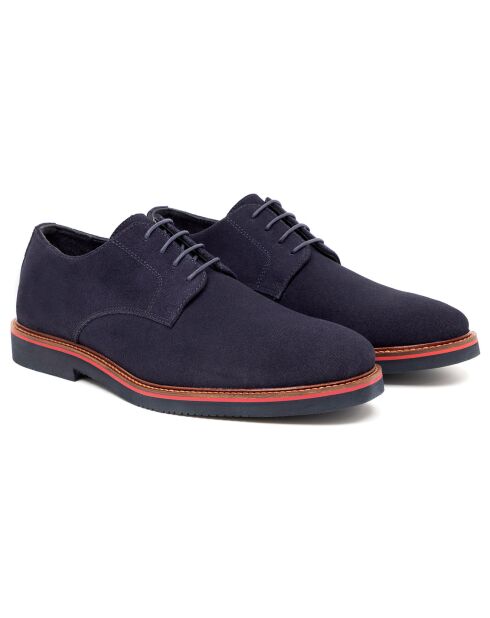 Derbies en Cuir de Velours Santoni bleues