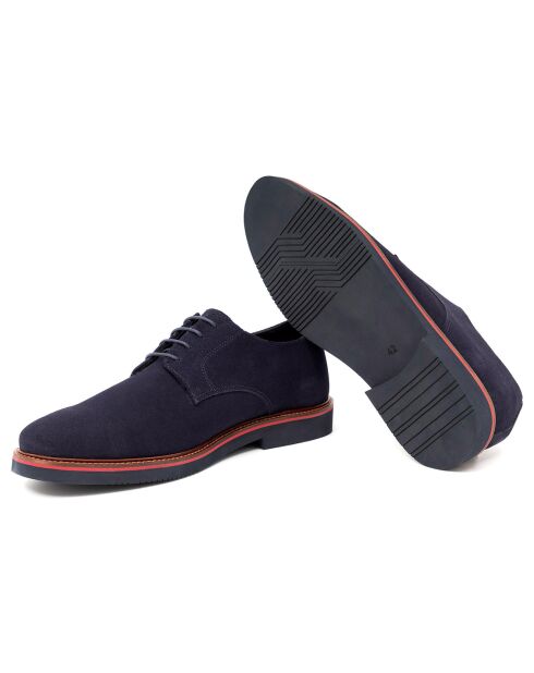 Derbies en Cuir de Velours Santoni bleues