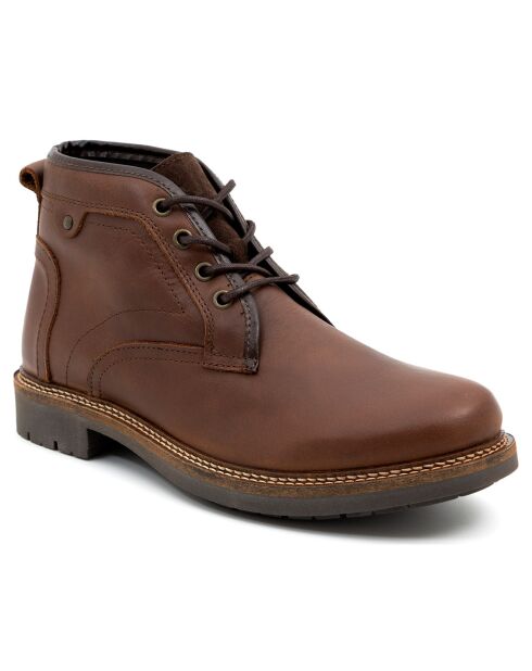 Boots en Cuir de Velours Saulo marron