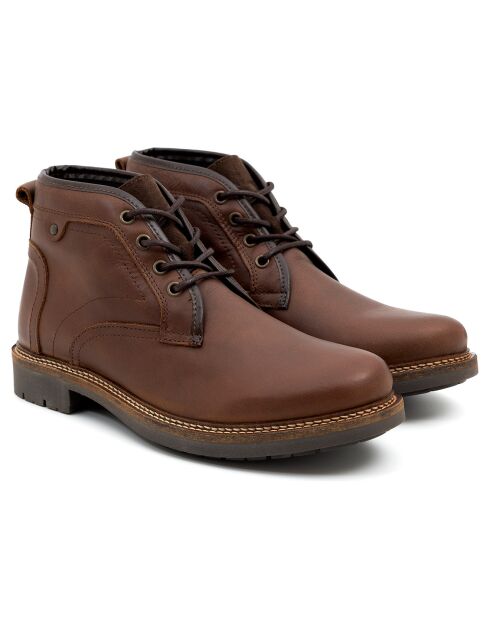 Boots en Cuir de Velours Saulo marron