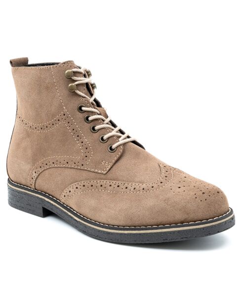 Boots en Cuir de Velours Segomen beiges